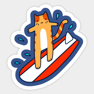 Surfing Tabby Cat Sticker